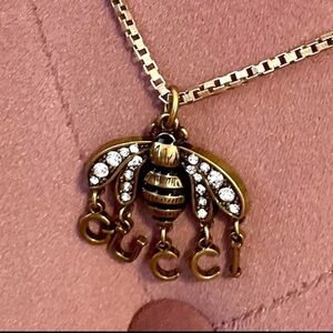 Gucci Bee Pendant Necklace with Crystal Accents -